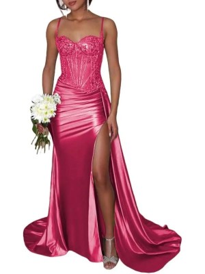 Vestito Donna Maxi Diciottesimo Festa Occasione Speciale Party Dress Fucsia 110551